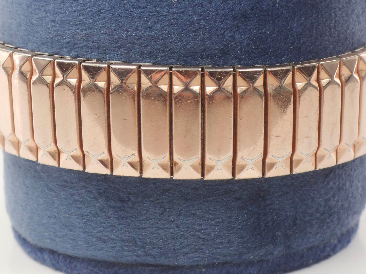 Vintage Bulova 14k Gold Filled Watch Retro Rose Gold Tank Mechanical Winding Watch with Flex Band Unisex Wristwatch