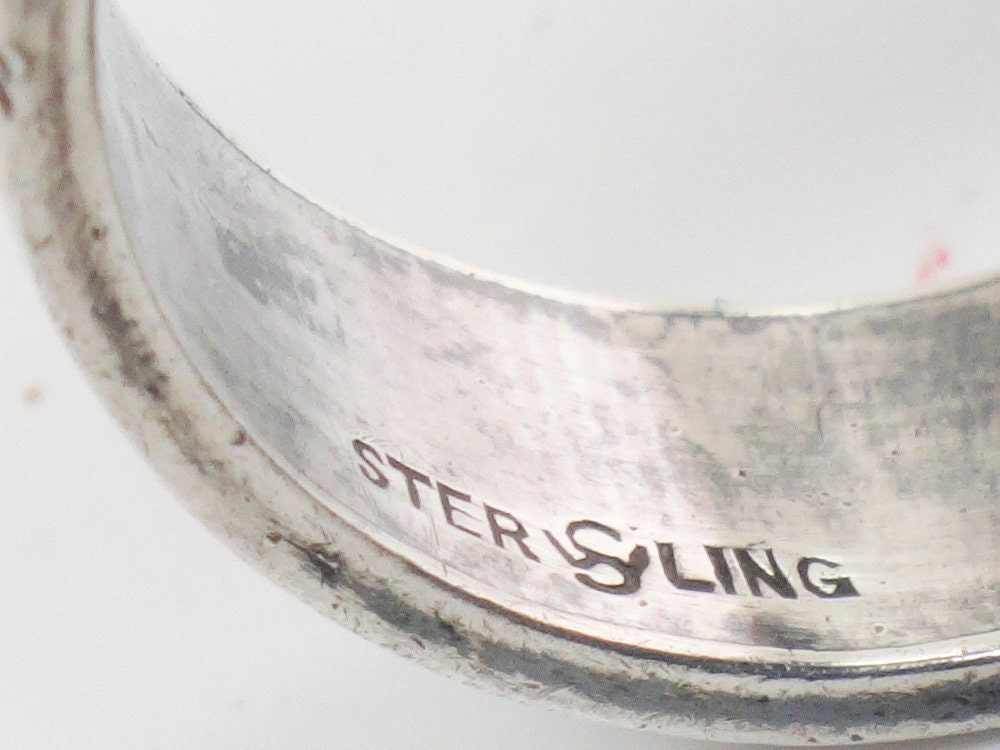 Floral Silver Band - 6.25 MM Wide Vintage Sterling Wedding Ring or Stacking