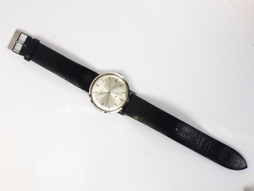 Vintage Girard Perregaux Stainless Steel Manual Wind Watch with Leather Band: 17 Jewel