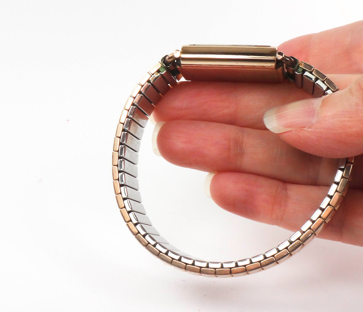 Vintage Bulova 14k Gold Filled Watch Retro Rose Gold Tank Mechanical Winding Watch with Flex Band Unisex Wristwatch