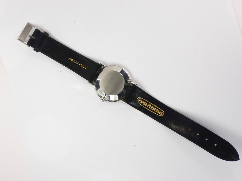 Vintage Girard Perregaux Stainless Steel Manual Wind Watch with Leather Band: 17 Jewel