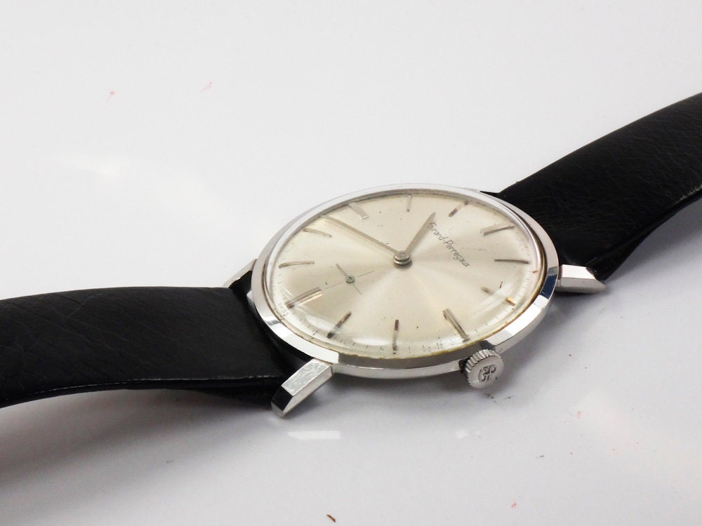 Vintage Girard Perregaux Stainless Steel Manual Wind Watch with Leather Band: 17 Jewel