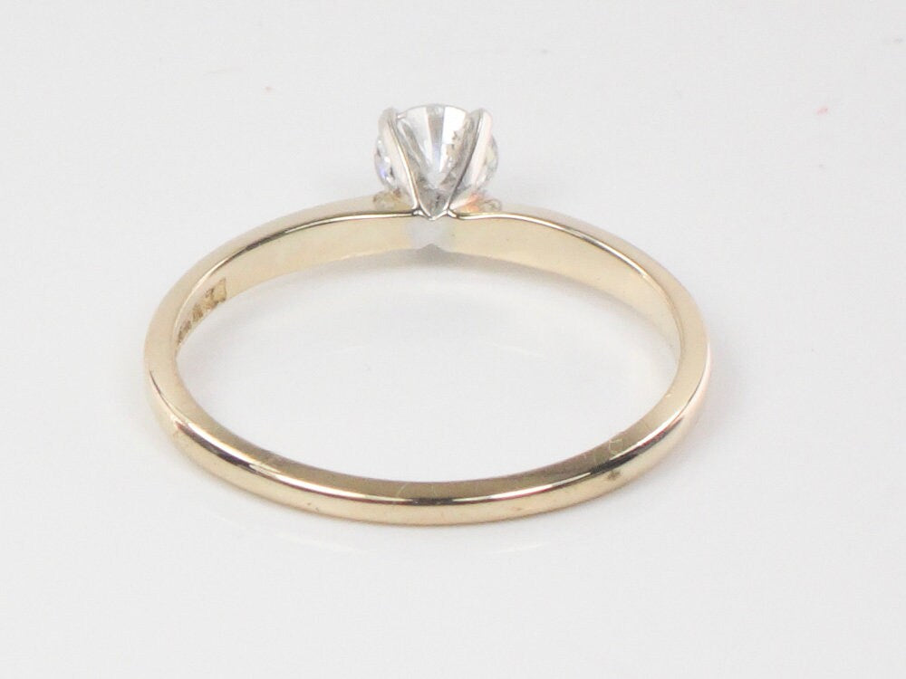 Vintage 14k Solitaire Round Natural Diamond Engagement Ring Approximately 1/3 Carat Size 6.25
