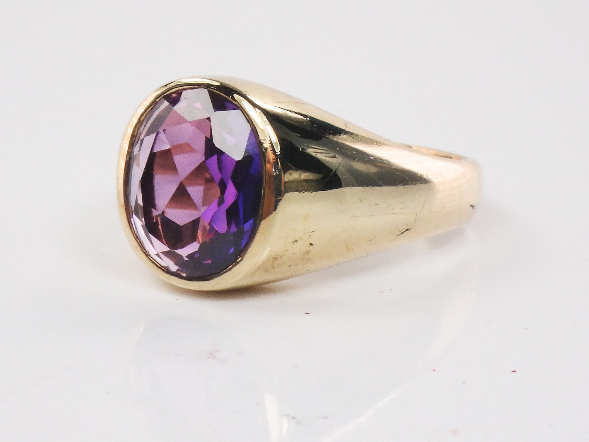 Vintage 10k Gold Purple Sapphire Ring - Size 9.75