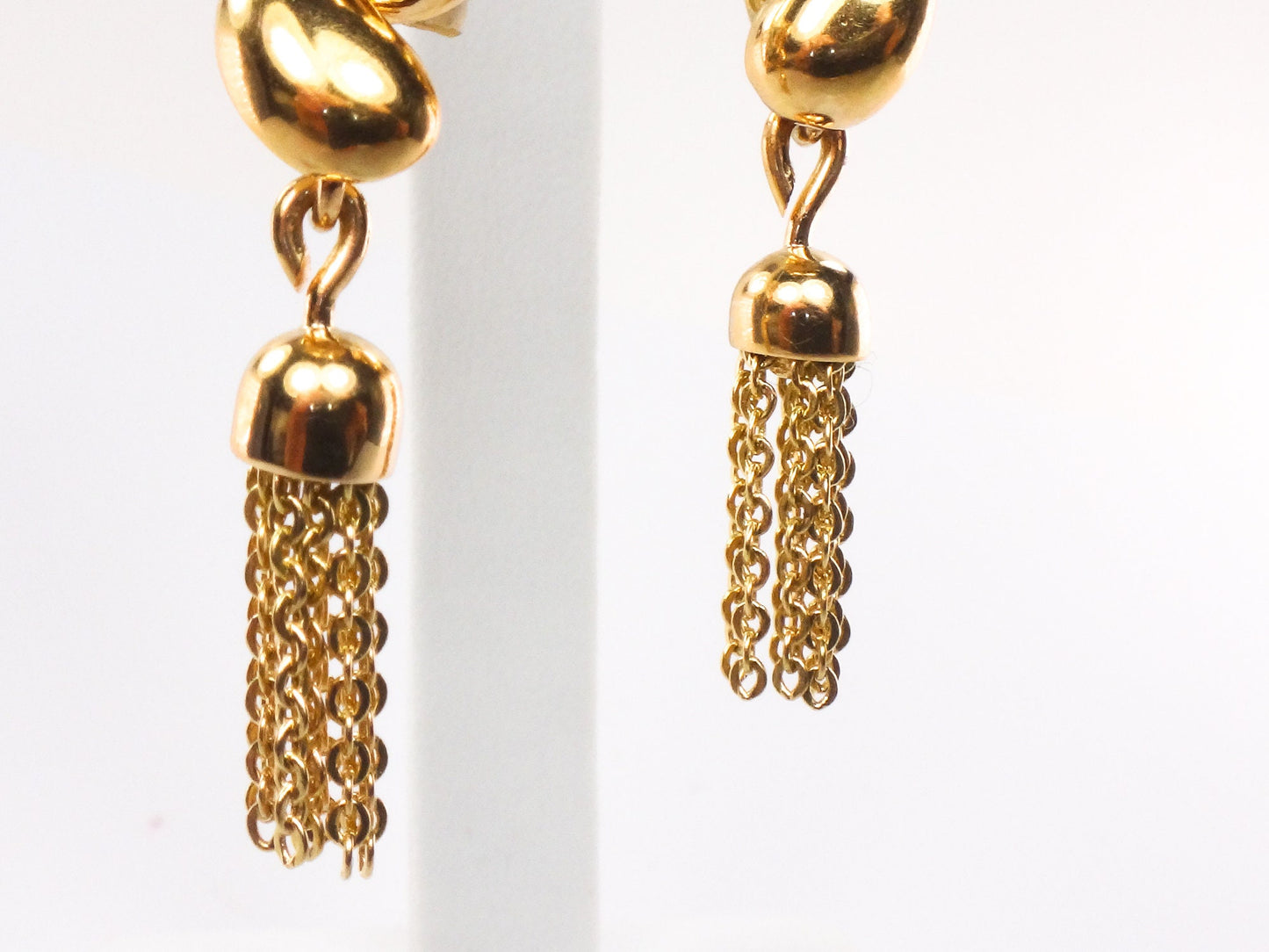 Vintage 18k Yellow Gold Fringe Dangle Earrings Retro Style Tassel Earrings with Lever Backs