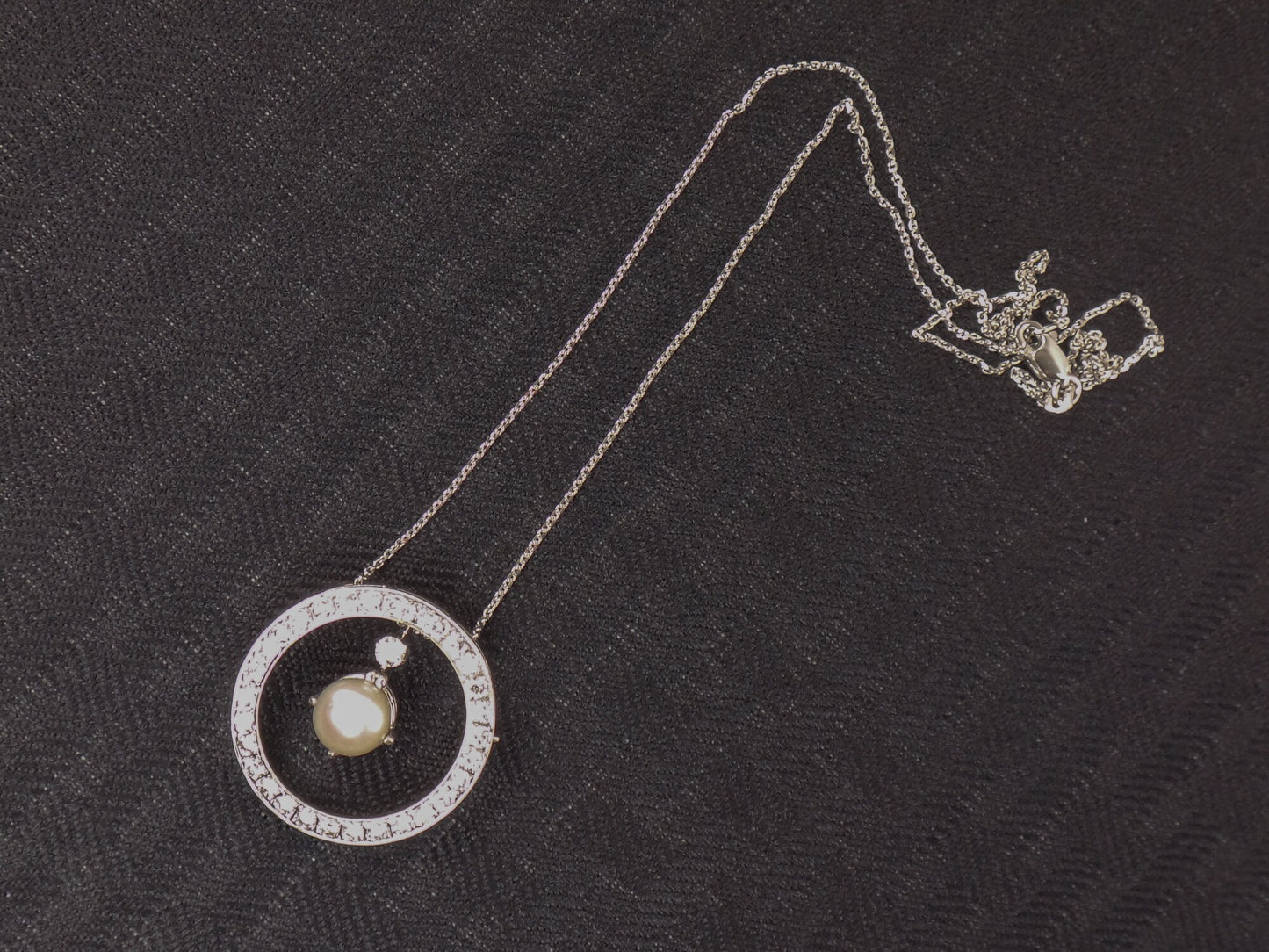 Vintage 14k White Gold Pearl Diamond Necklace: Convertible Pendant Pin