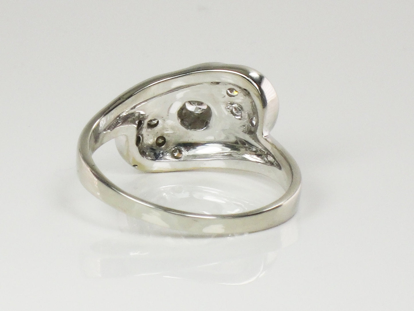 Vintage 14k White Gold Natural Diamond Ring Mid-Century - Size 8.5