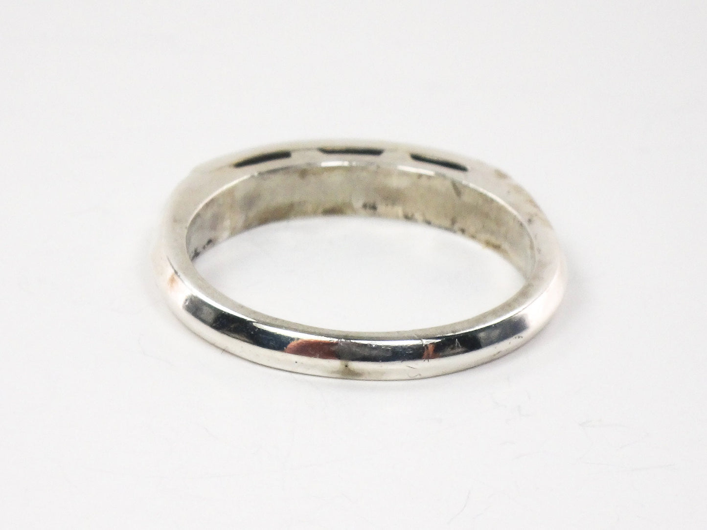 Sterling Silver Uncas Rhinestone Wedding Band Silver Stacking Ring - Wedding Ring Size 6
