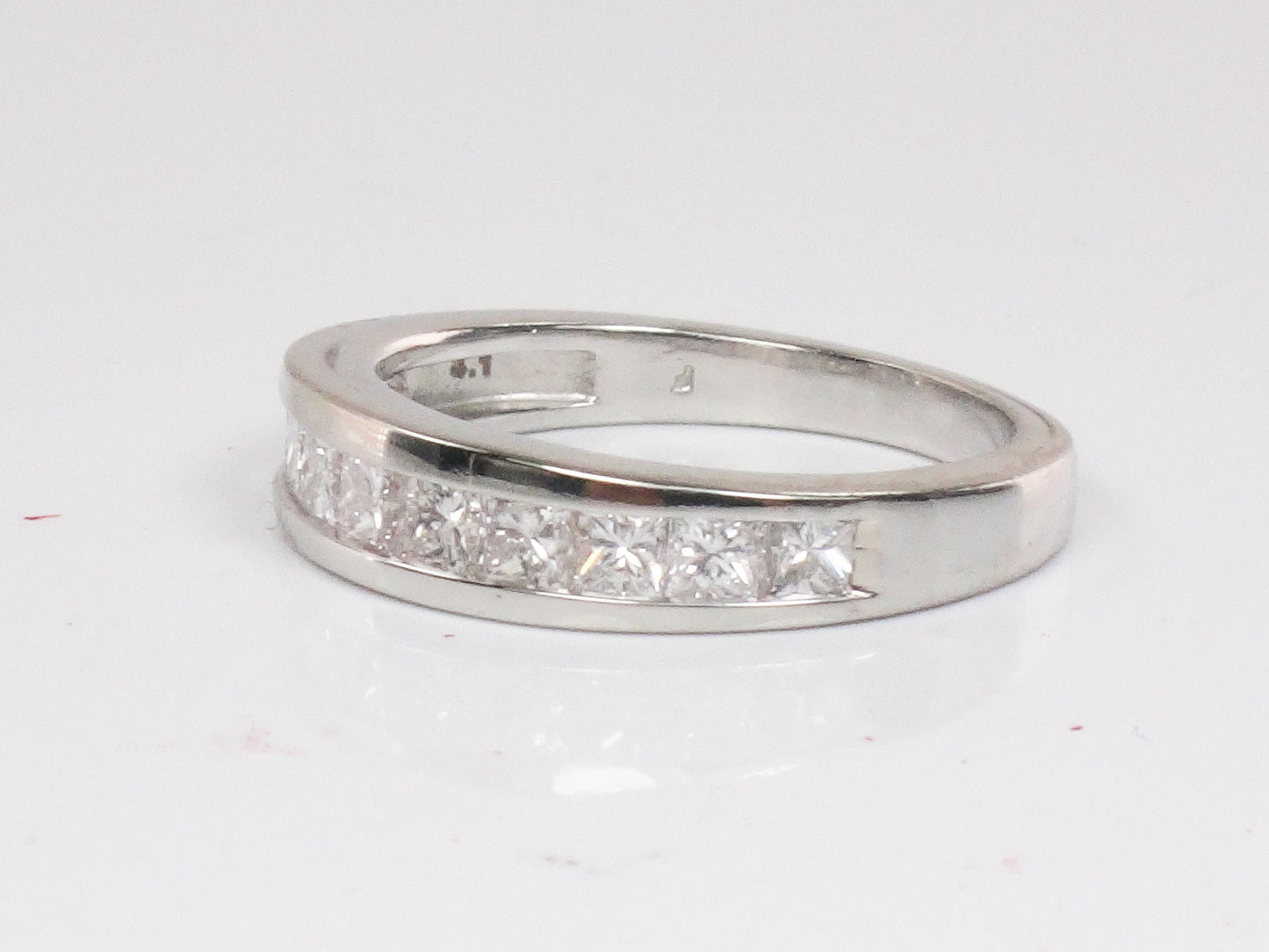Vintage Platinum Princess Cut Natural Diamond Wedding Band 1 Carat TDW Invisible Channel Set Diamond Ring Size 4