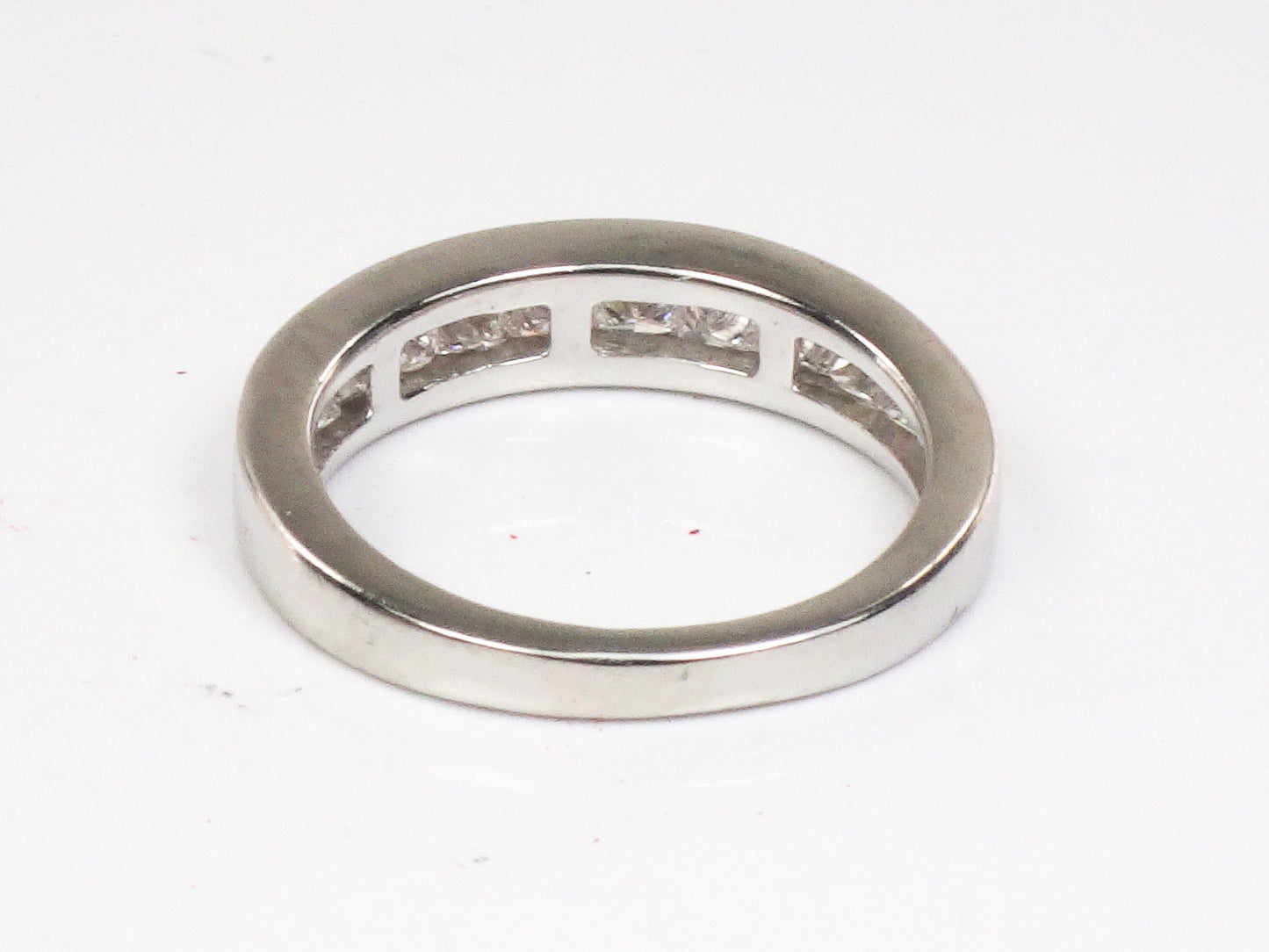 Vintage Platinum Princess Cut Natural Diamond Wedding Band 1 Carat TDW Invisible Channel Set Diamond Ring Size 4