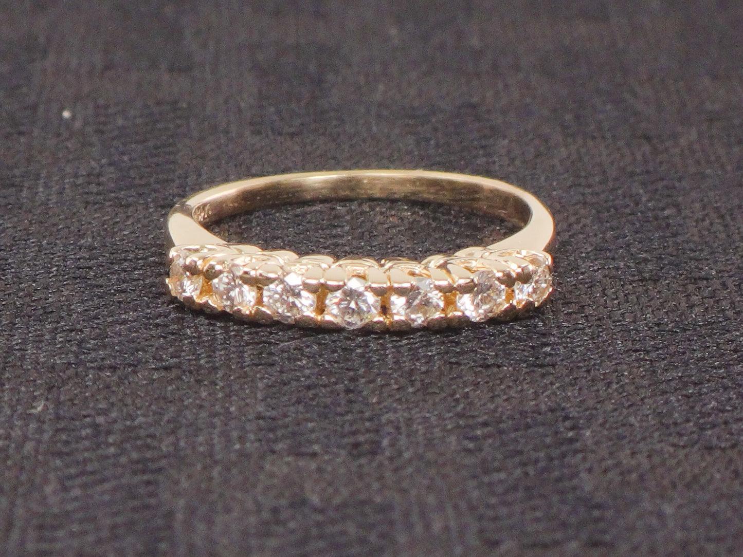 Vintage 14k Two Tone Gold Natural Diamond Wedding Band Seven Stone Stacking Wedding Ring