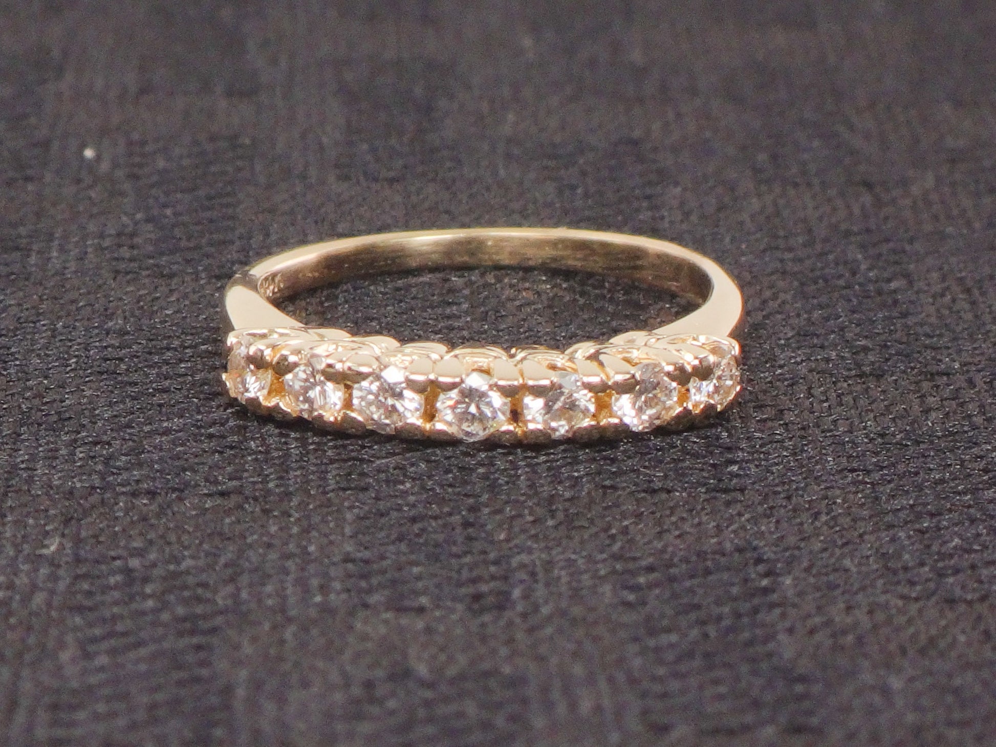 Vintage 14k Two Tone Gold Natural Diamond Wedding Band Seven Stone Stacking Wedding Ring
