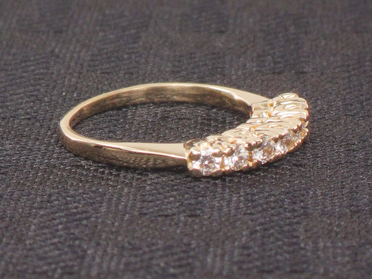 Vintage 14k Two Tone Gold Natural Diamond Wedding Band Seven Stone Stacking Wedding Ring