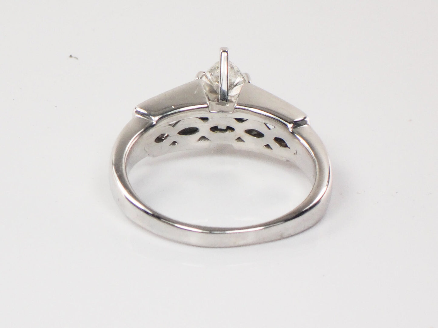 Vintage 18k White Gold Marquise Diamond Engagement Ring (.60 CT Center, Size 8)
