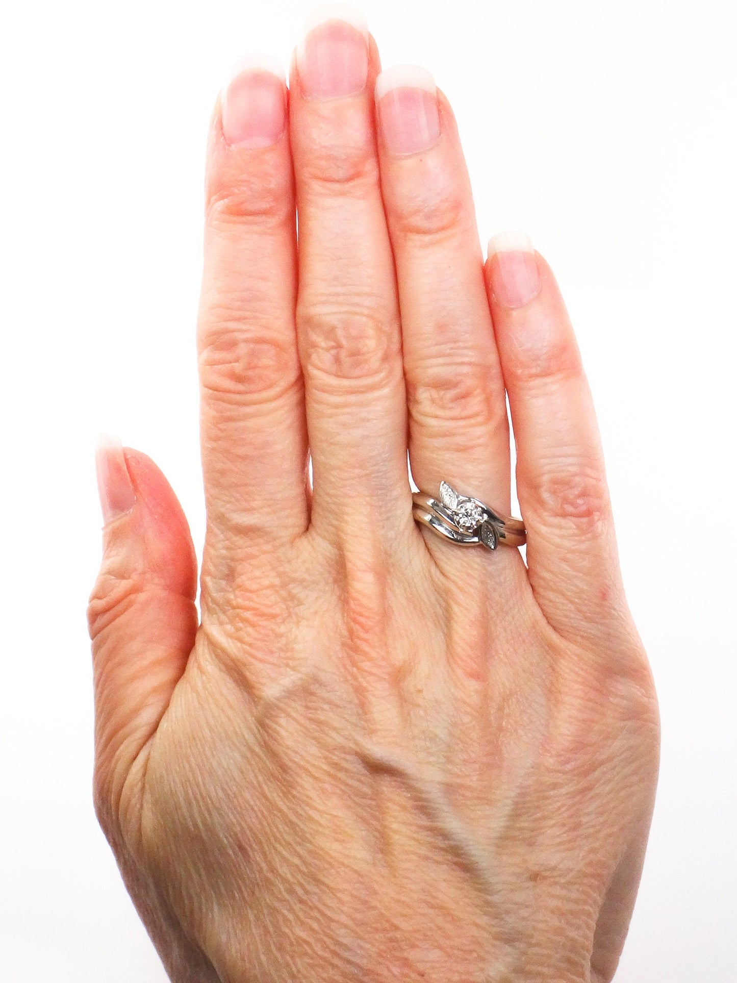 Vintage 18k White Gold Natural Diamond Solitaire Wedding Ring Round Diamond Engagement Ring Size 6