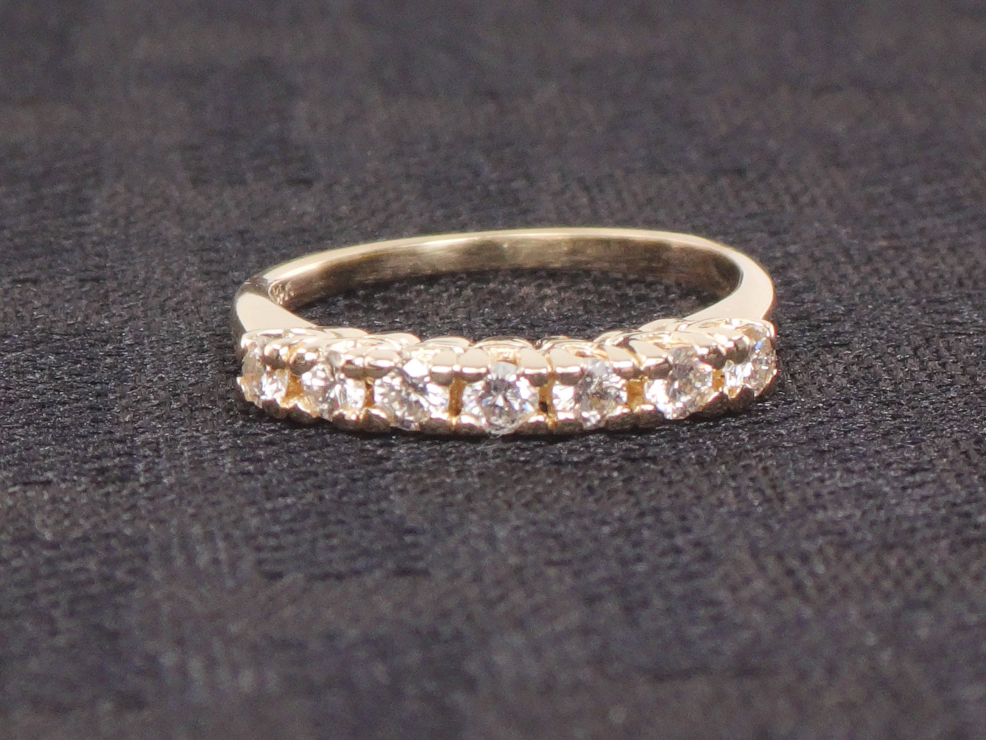 Vintage 14k Two Tone Gold Natural Diamond Wedding Band Seven Stone Stacking Wedding Ring
