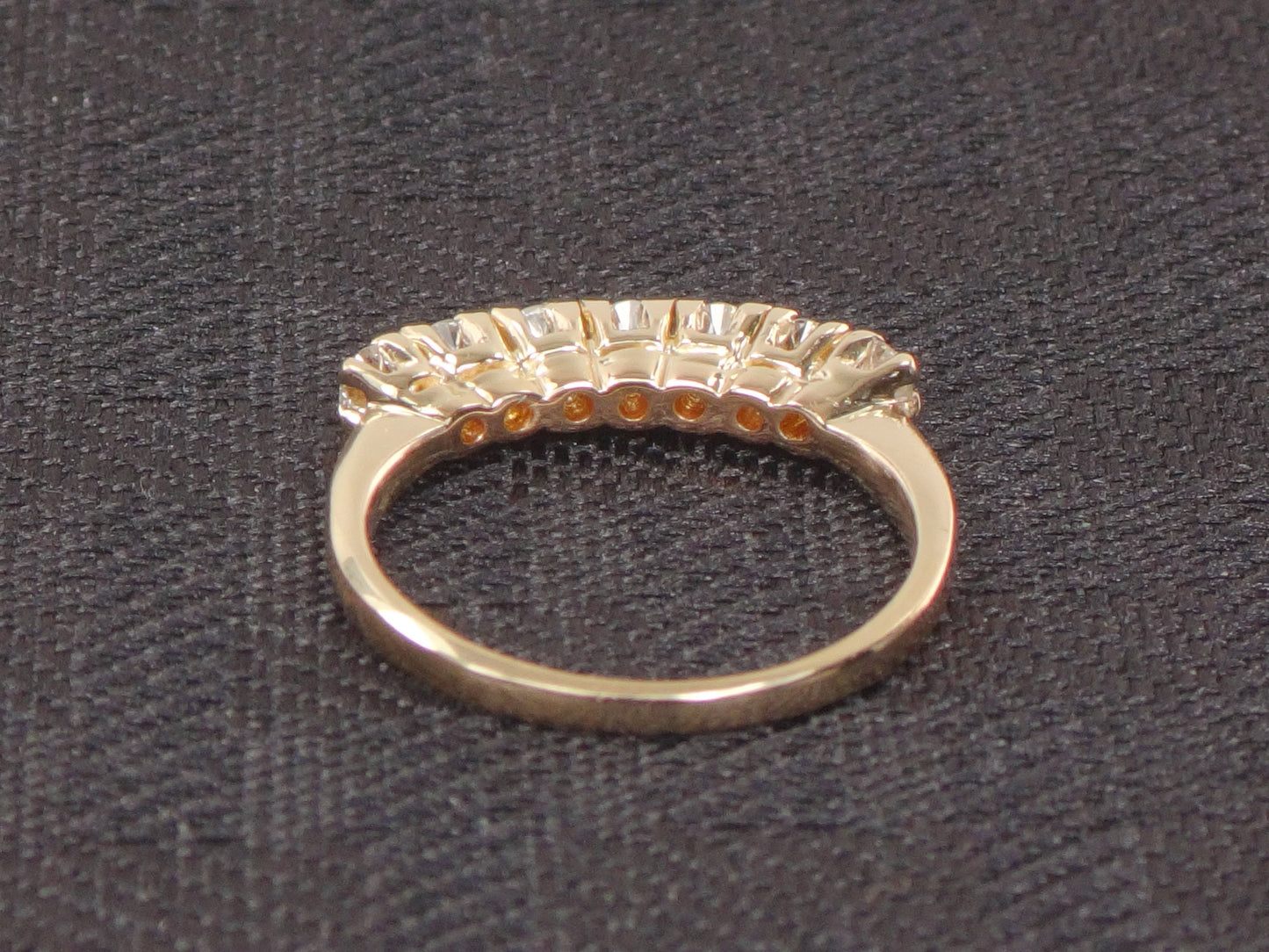 Vintage 14k Two Tone Gold Natural Diamond Wedding Band Seven Stone Stacking Wedding Ring