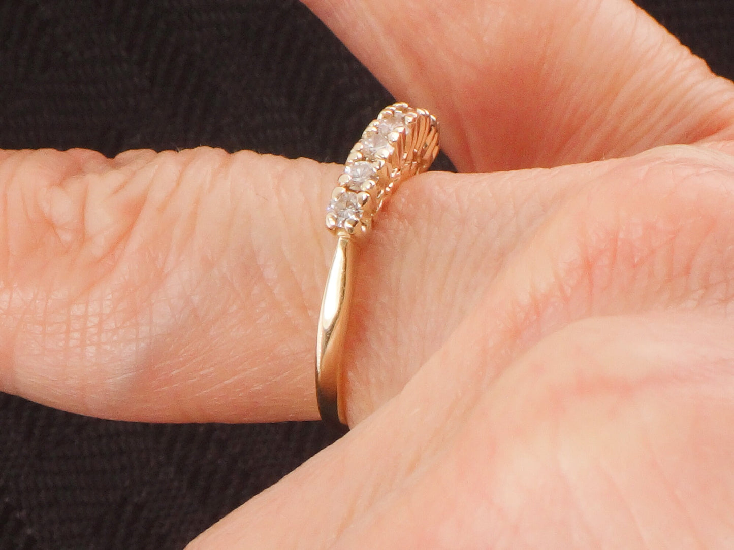 Vintage 14k Two Tone Gold Natural Diamond Wedding Band Seven Stone Stacking Wedding Ring