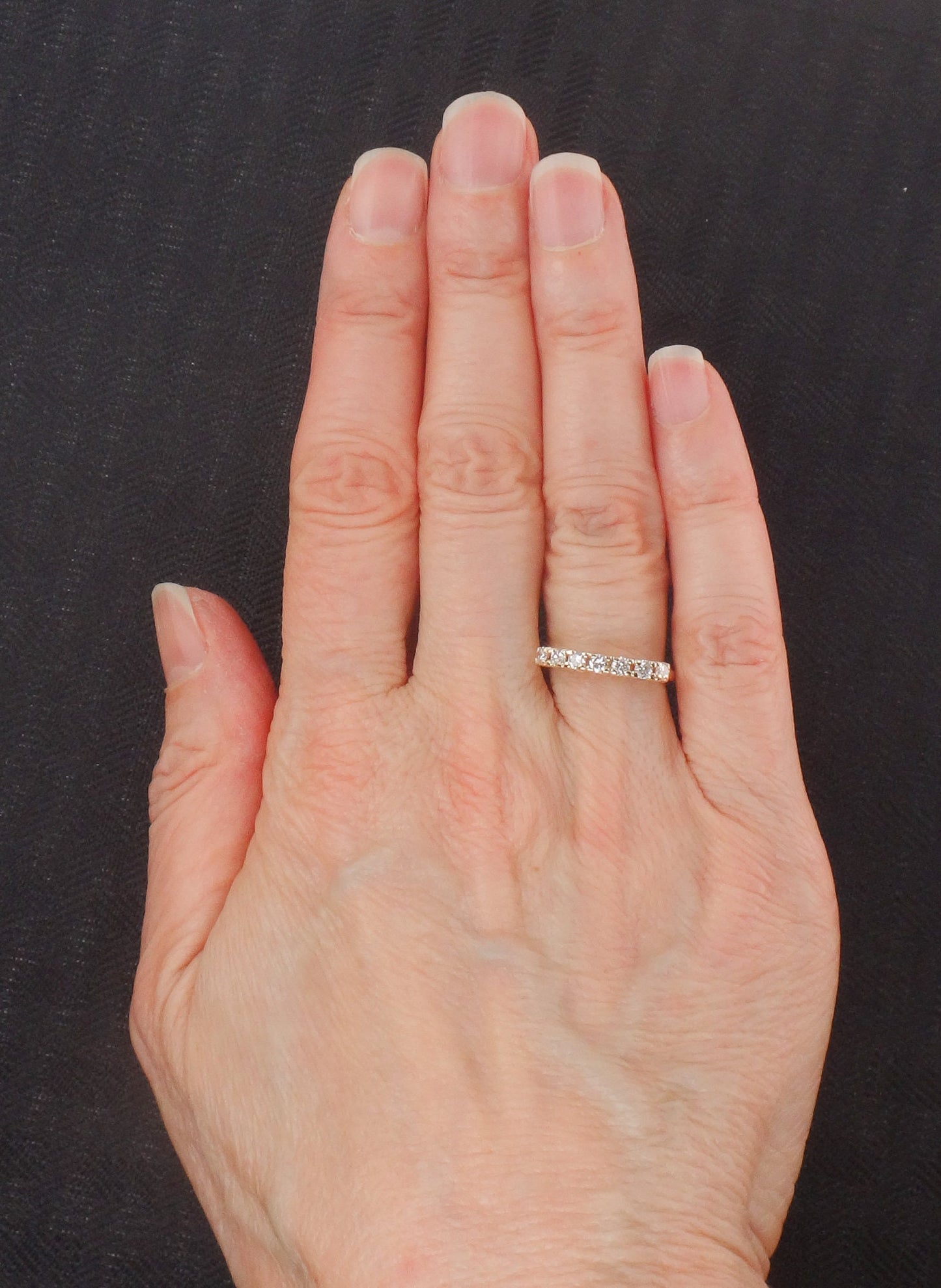 Vintage 14k Two Tone Gold Natural Diamond Wedding Band Seven Stone Stacking Wedding Ring