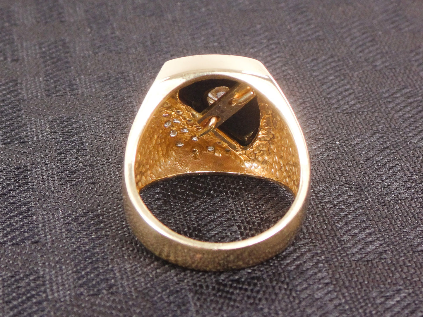 Vintage Men's 14k Yellow Gold Black Onyx and Natural Diamond Ring Over 3/4 CT TDW Size 9.5
