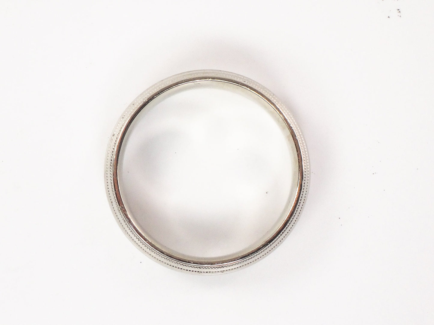 Vintage Art Carved 14k White Gold Men's Wedding Band - Size 9