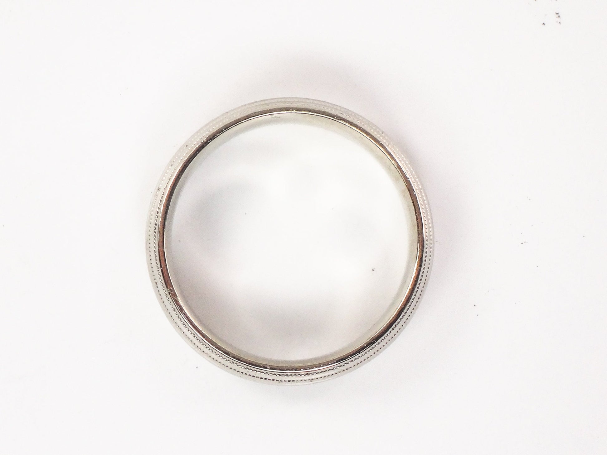 Vintage Art Carved 14k White Gold Men's Wedding Band - Size 9