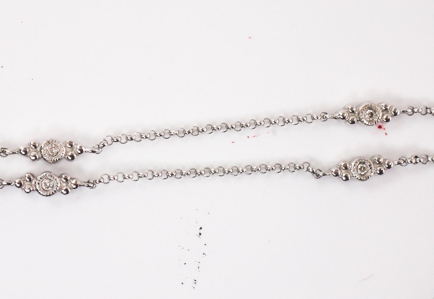 Vintage 14k White Gold Natural Sapphire and Diamond Necklace 16"