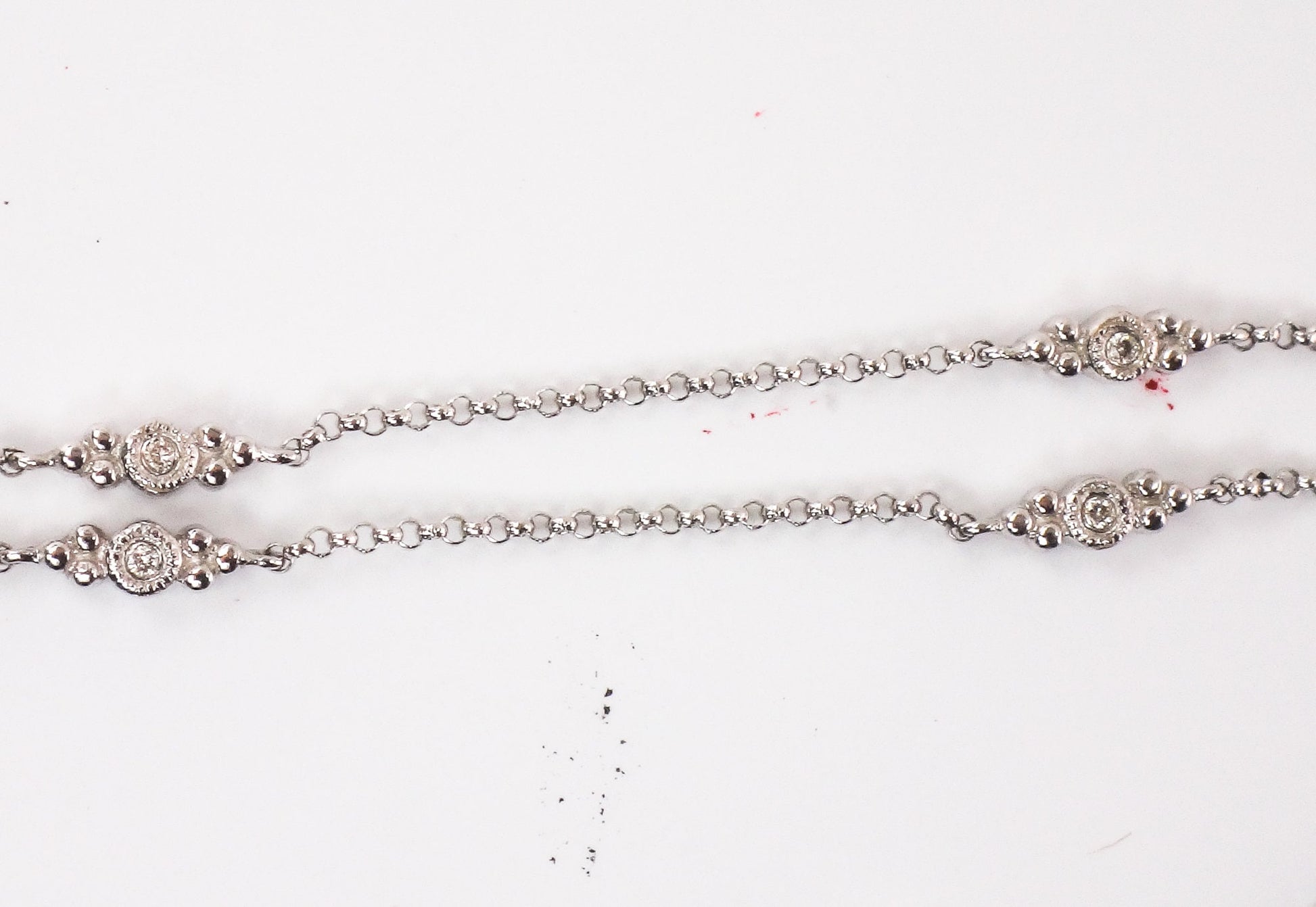 Vintage 14k White Gold Natural Sapphire and Diamond Necklace 16"