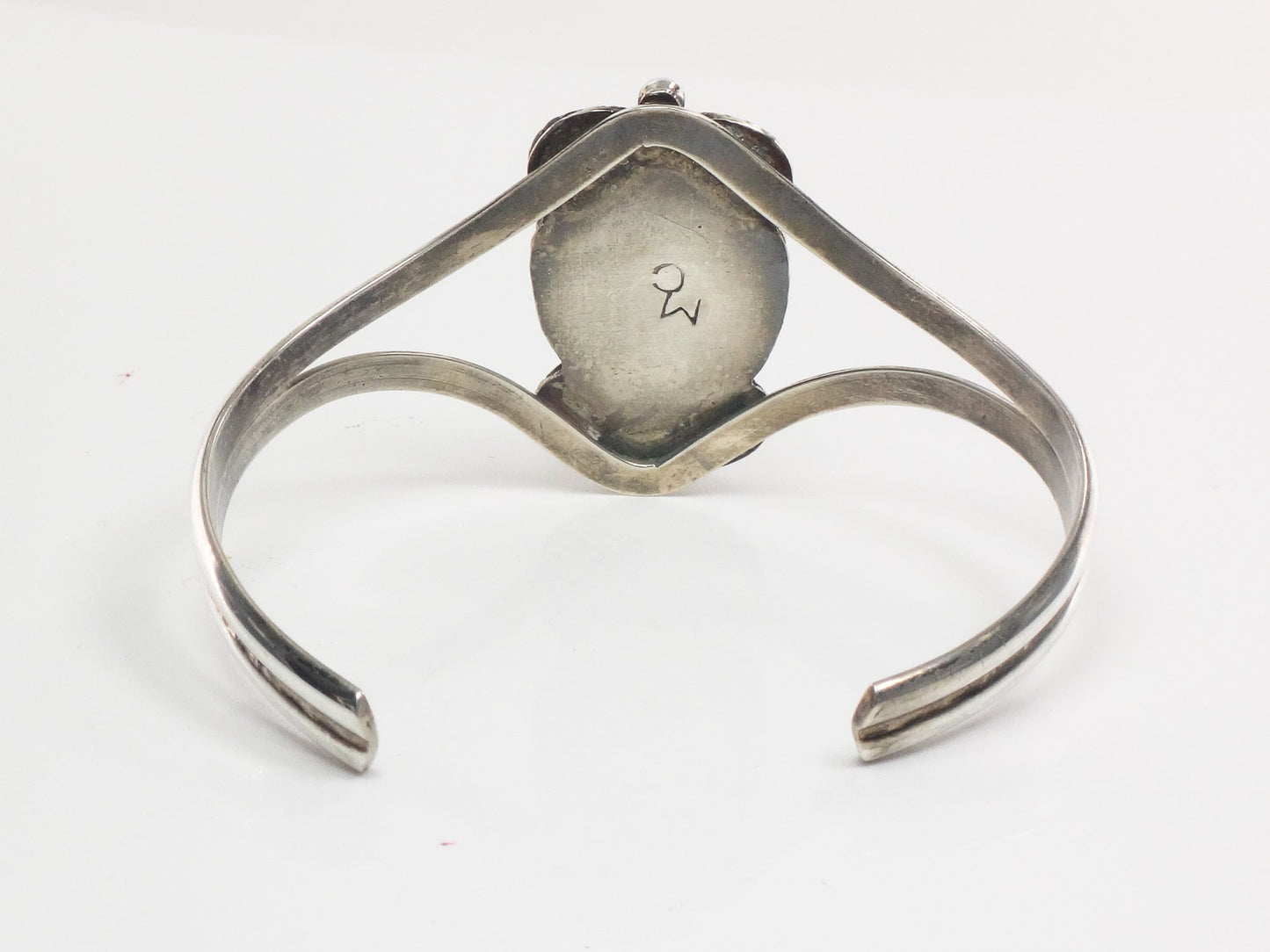 Vintage Sterling Silver Turquoise Cuff Bracelet with Feathers Signed Native American Navajo ?