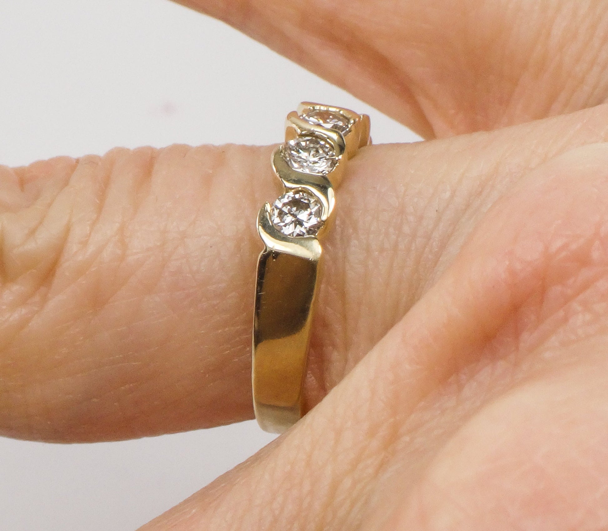 Vintage 14k Yellow Gold Diamond Wedding Band - Five Stone Ring, .75 CTS, Size 5.5