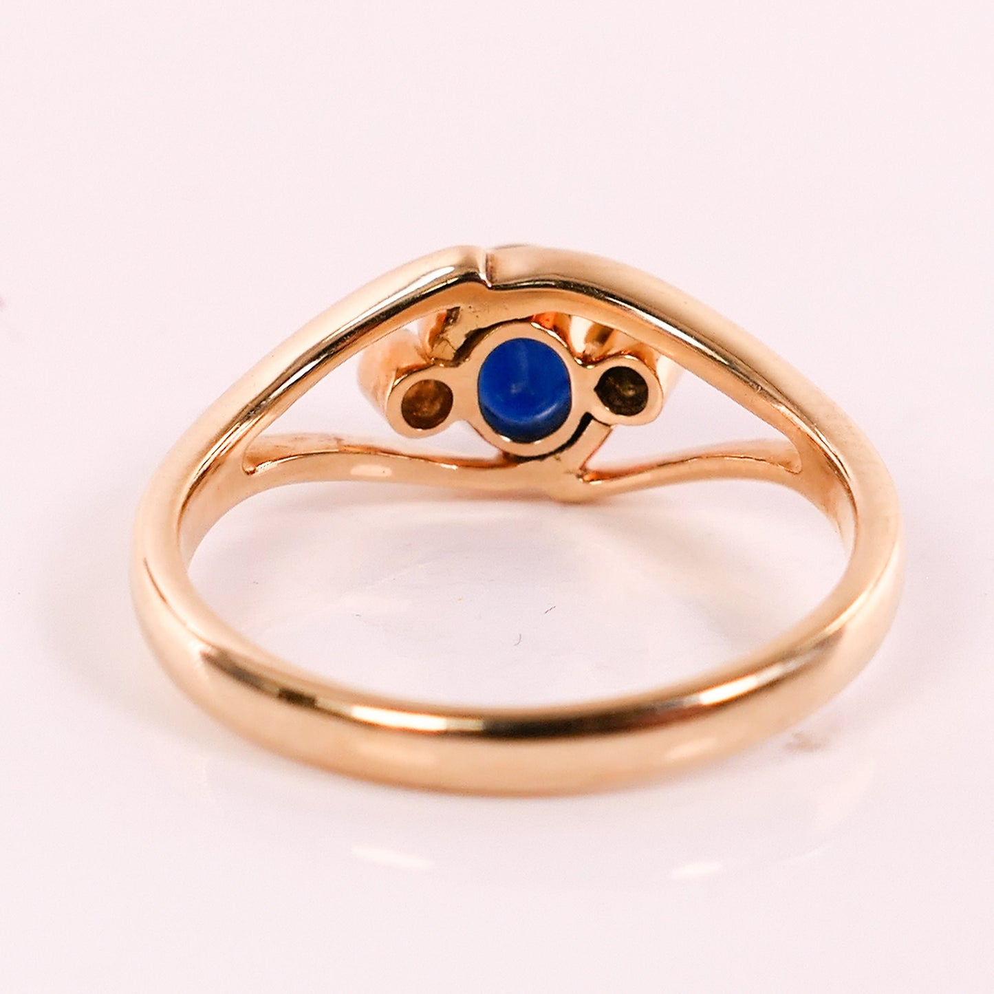 Vintage 14k Yellow Gold Natural Blue Sapphire and Diamond Ring September Birthstone Ring - Size 7.5