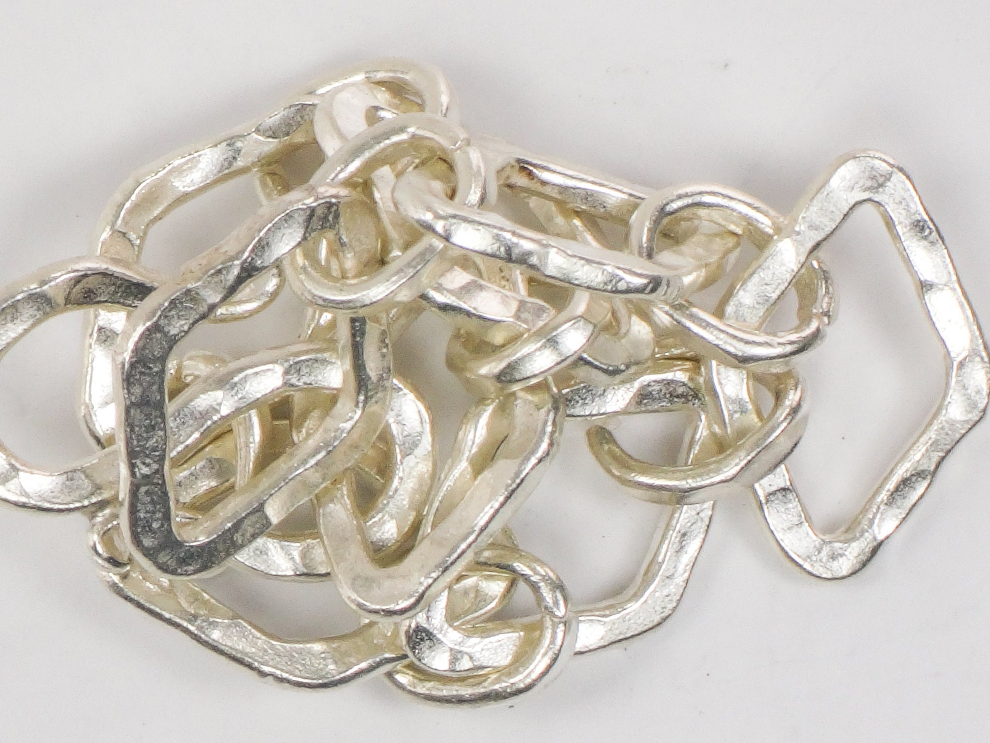 Sterling Silver Modern Hammered Link Bracelet 7"