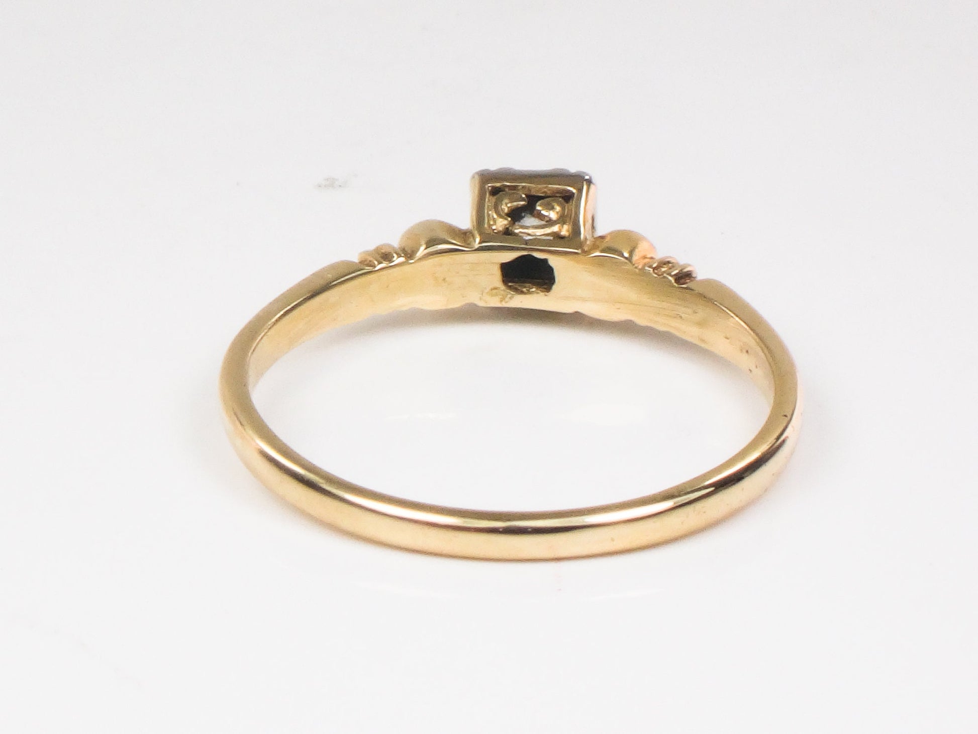 Vintage 14k Two Tone Gold Old Mine Cut Diamond Engagement Ring - 1940s Size 6.75