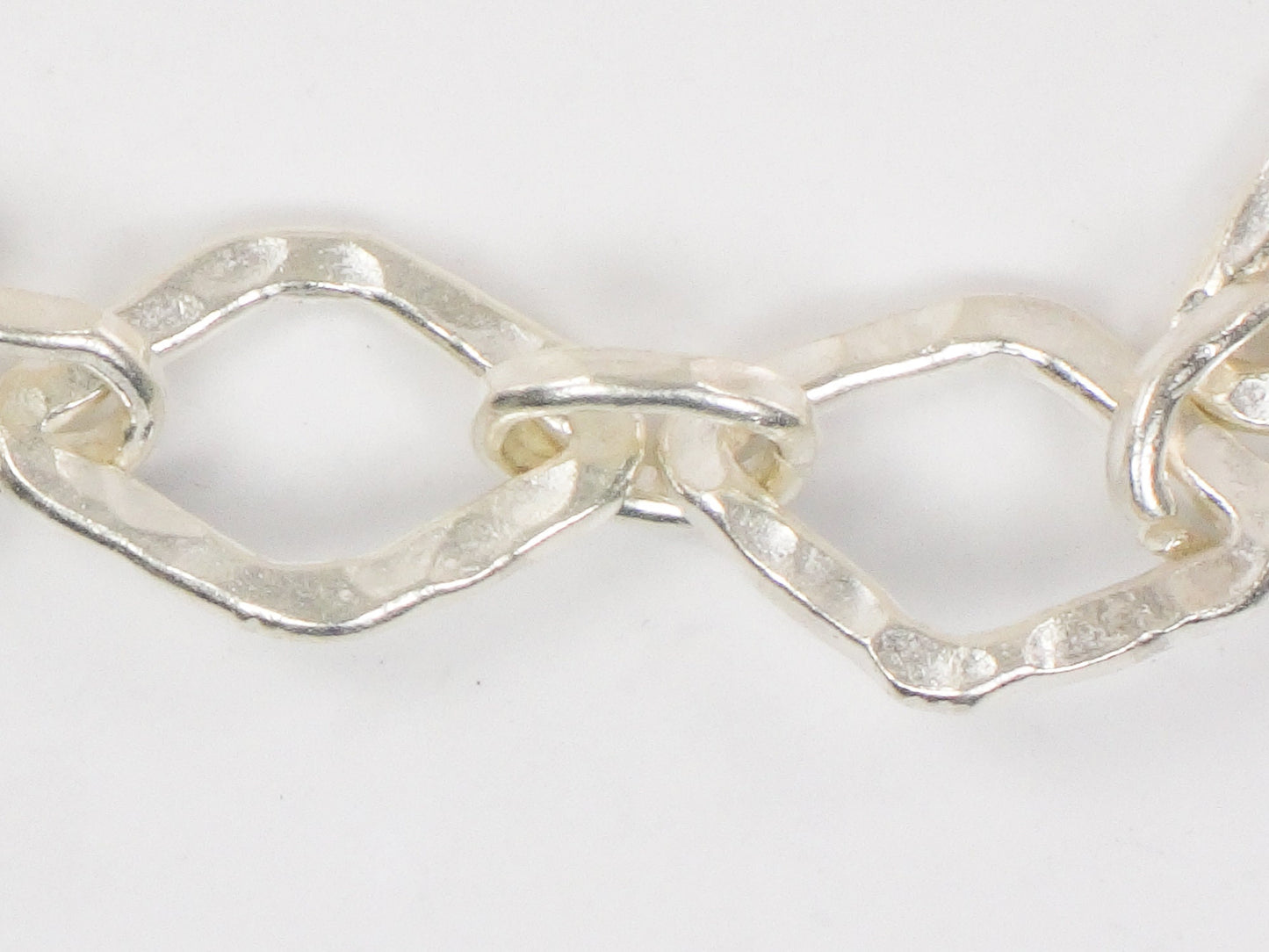 Sterling Silver Modern Hammered Link Bracelet 7"