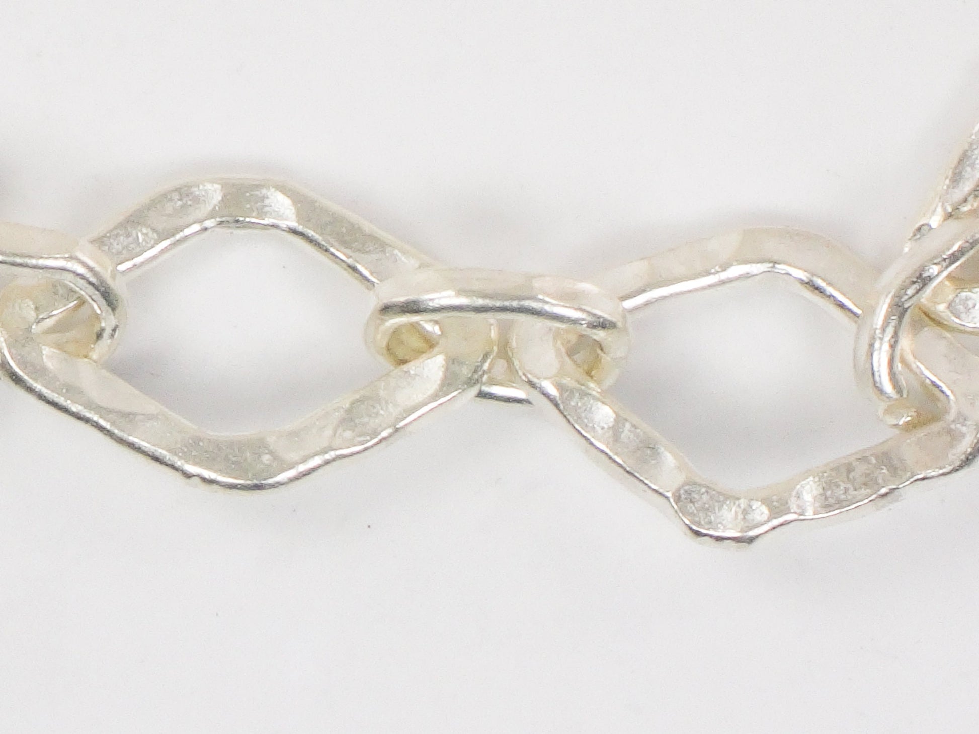 Sterling Silver Modern Hammered Link Bracelet 7"