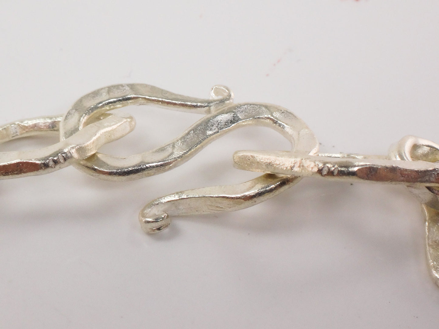 Sterling Silver Modern Hammered Link Bracelet 7"