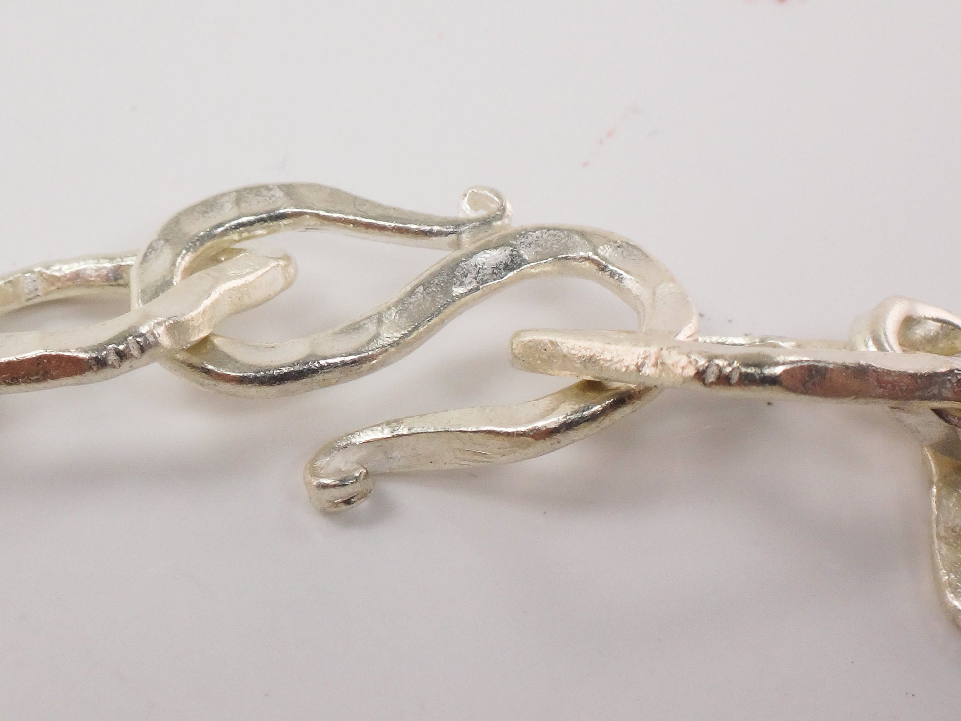 Sterling Silver Modern Hammered Link Bracelet 7"