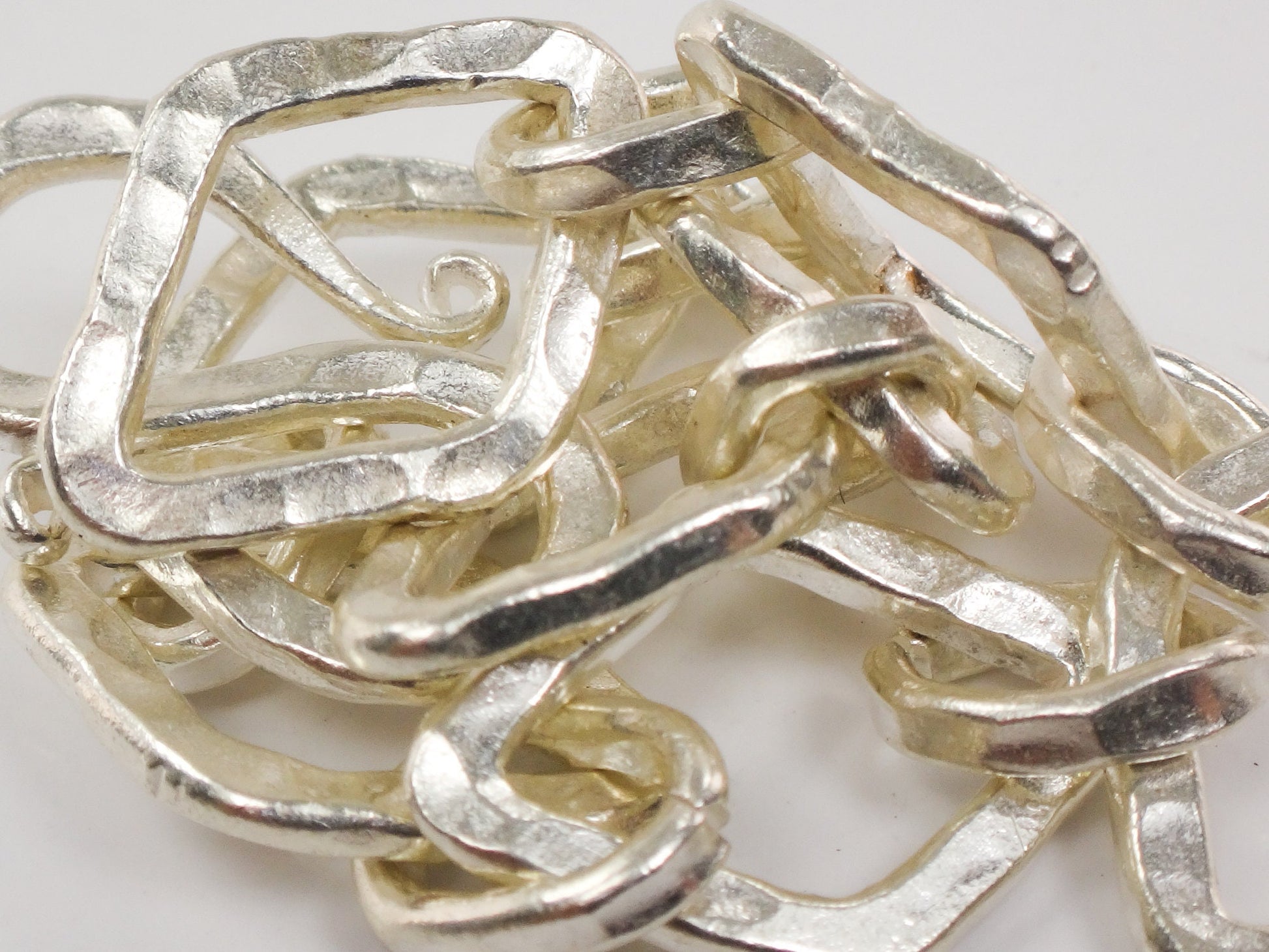 Sterling Silver Modern Hammered Link Bracelet 7"