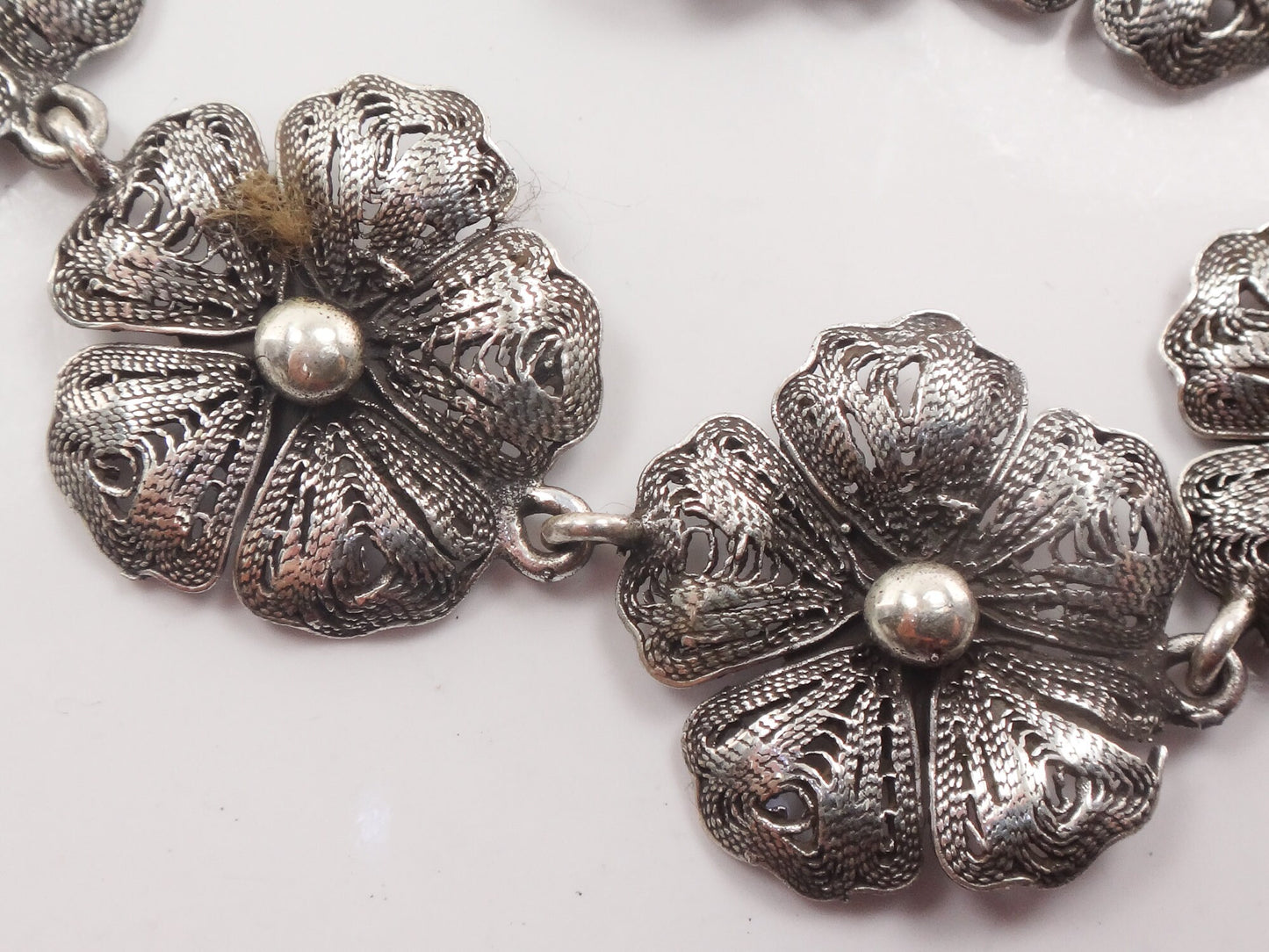 Vintage Sterling Silver Flower Necklace 19.5"