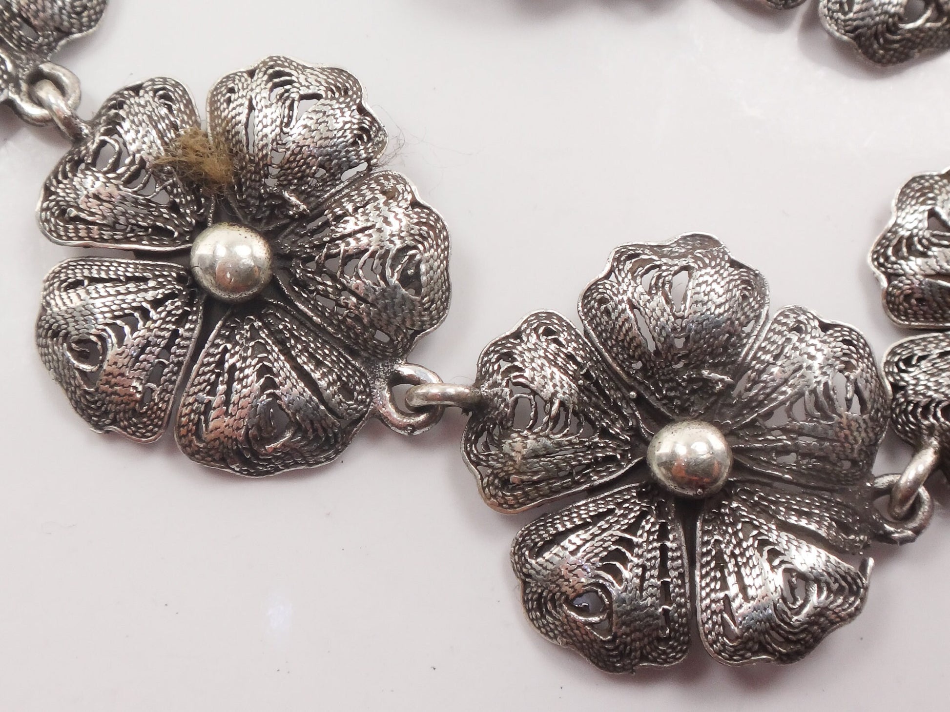 Vintage Sterling Silver Flower Necklace 19.5"