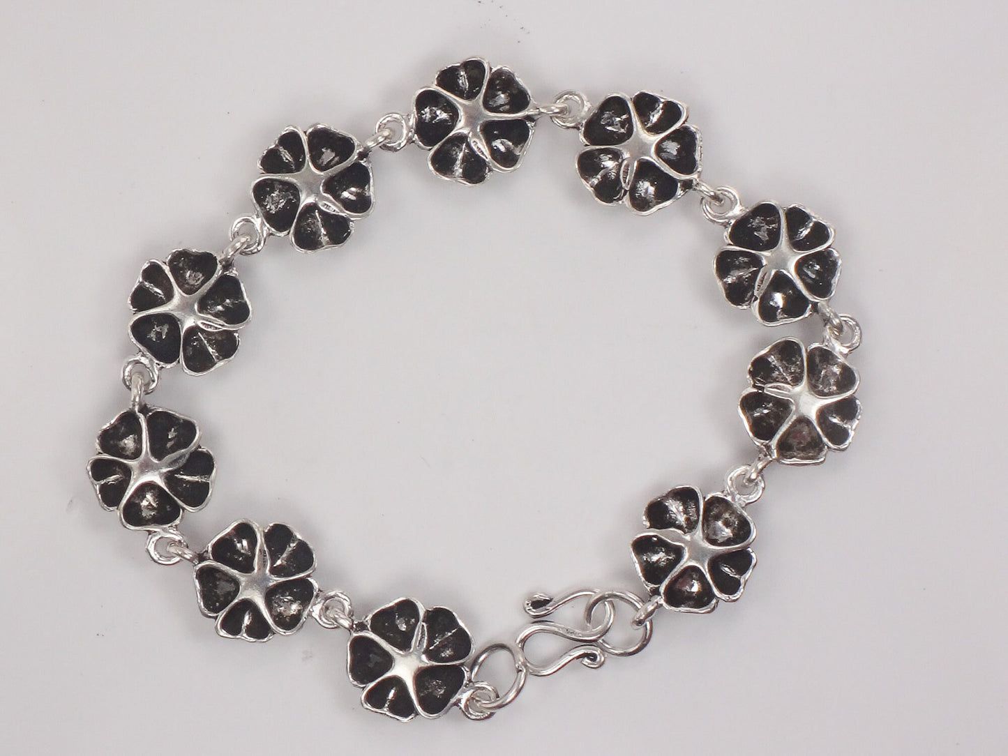 Floral Sterling Silver Bracelet Vintage Flower Bracelet 7.5"