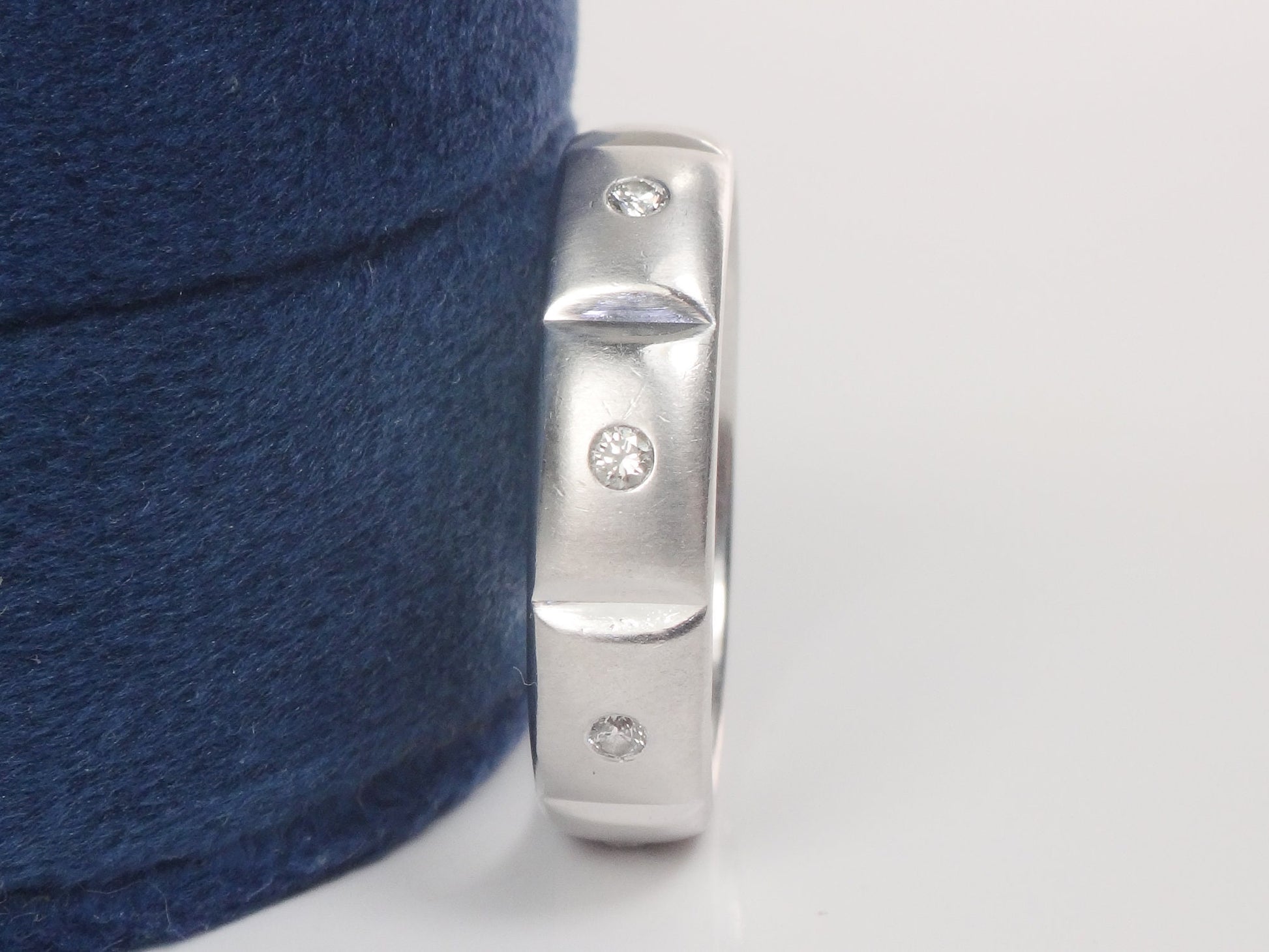 Vintage 14k White Gold Natural Diamond Wedding Band Eternity Wedding Ring Unisex Size 10.75