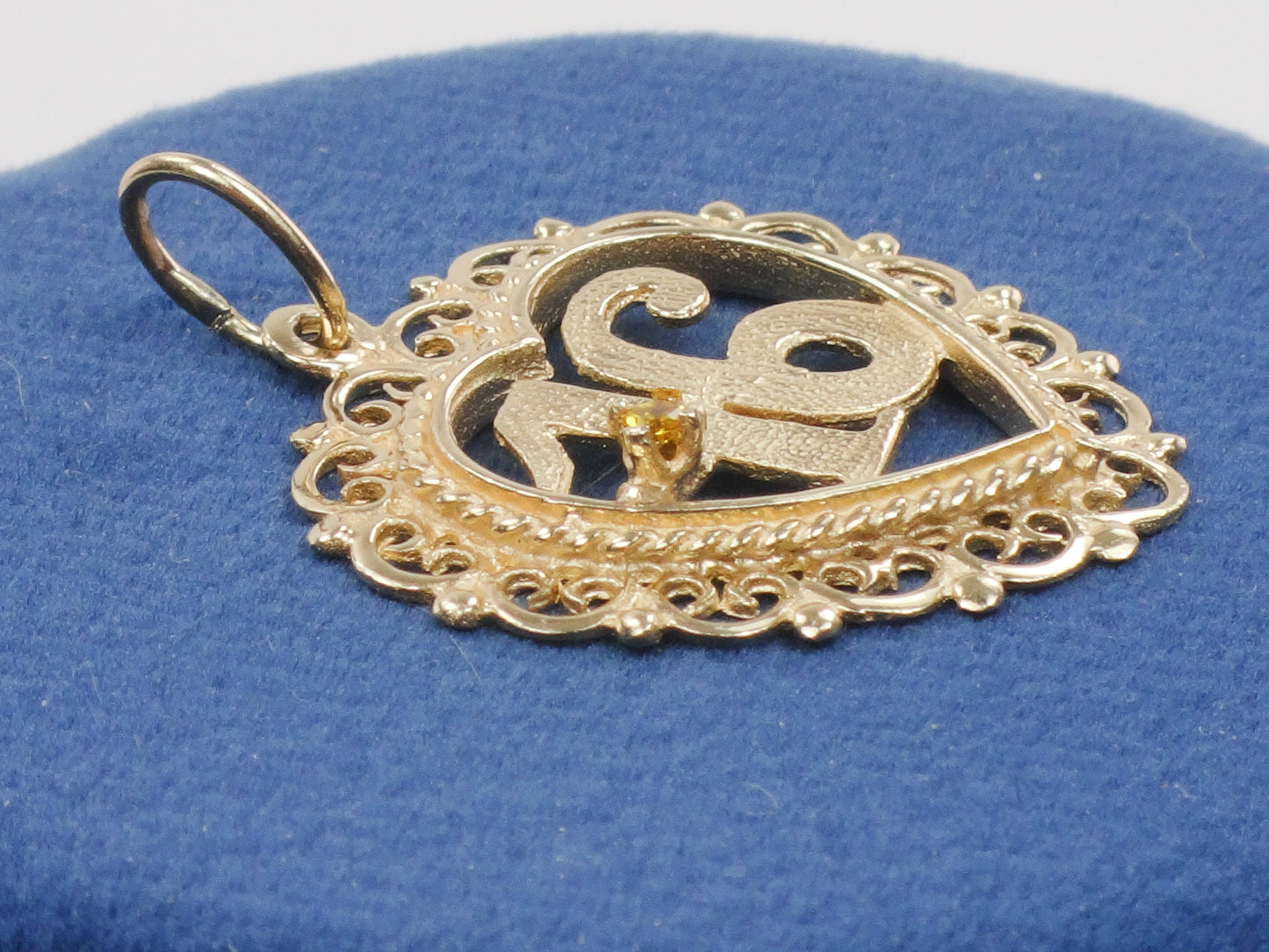 Vintage 14k Gold Sweet 16 Heart Charm Pendant