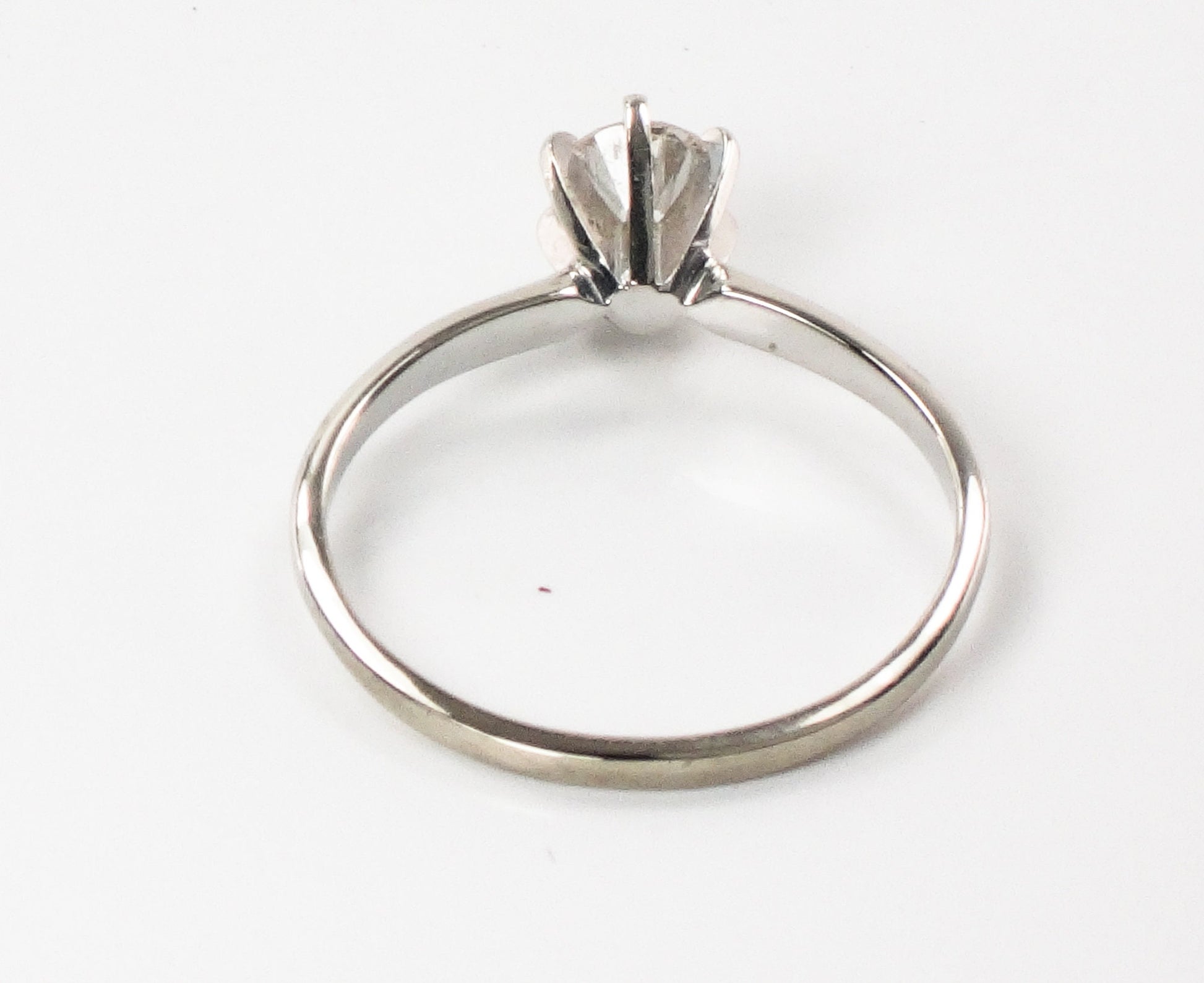 Vintage 14k White Gold Round Natural Diamond Solitaire Engagement Ring, Approximately .69 Carats Diamond