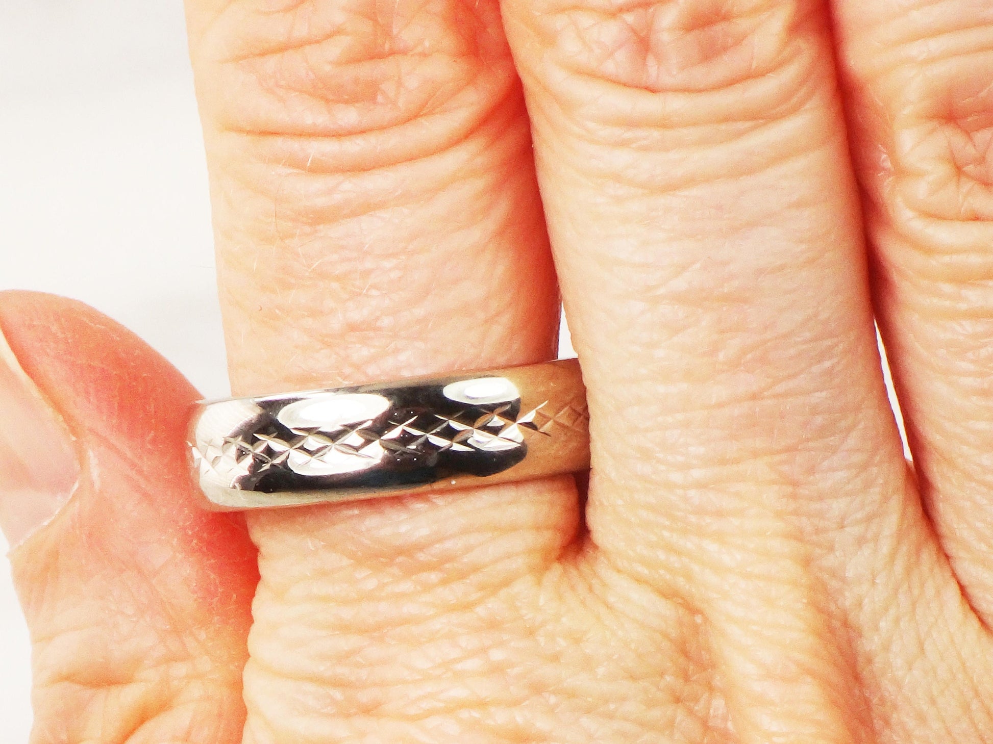 Vintage 14k White Gold Wedding Band 6 MM Men's Wedding Ring Size 11