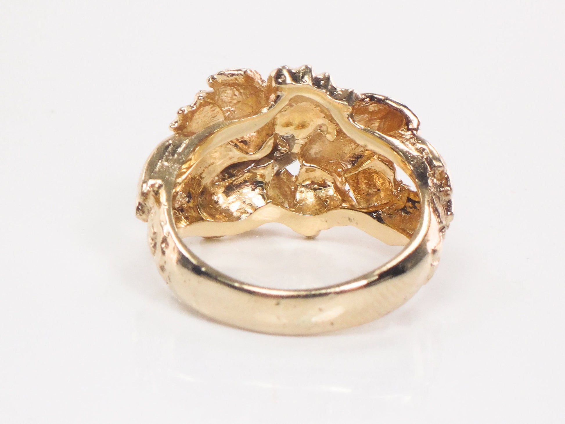 Vintage 14k Solid Gold Natural Diamond Floral Bow Ring Everyday Ring Size 6