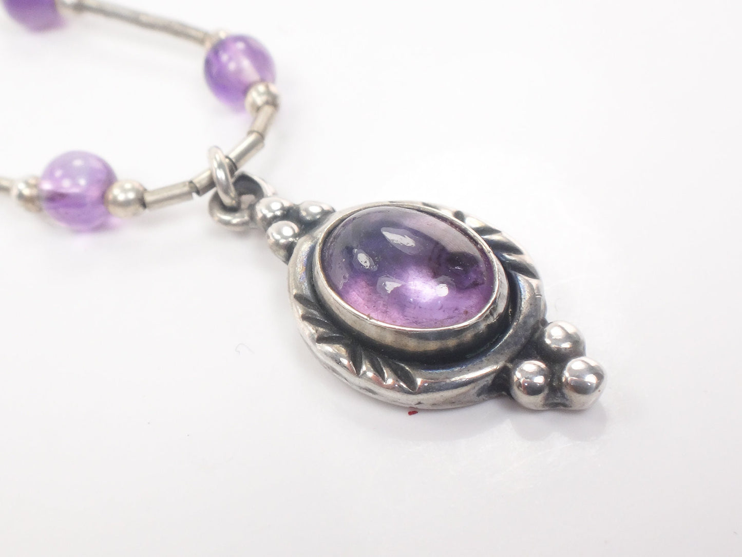 Vintage Sterling Silver Purple Amethyst Drop Necklace 18"
