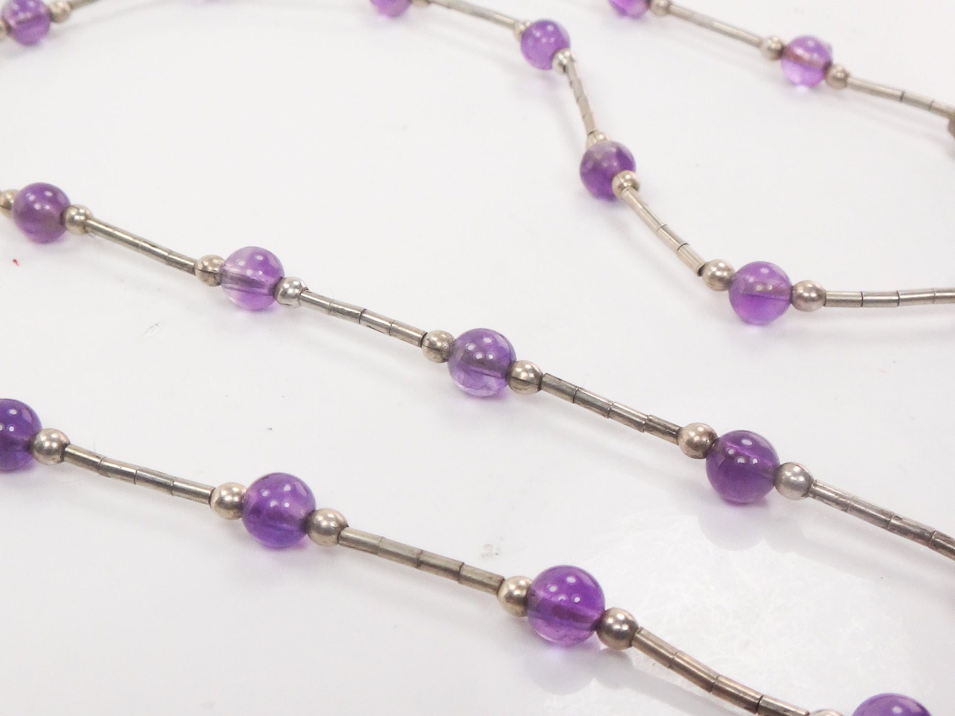 Vintage Sterling Silver Purple Amethyst Drop Necklace 18"