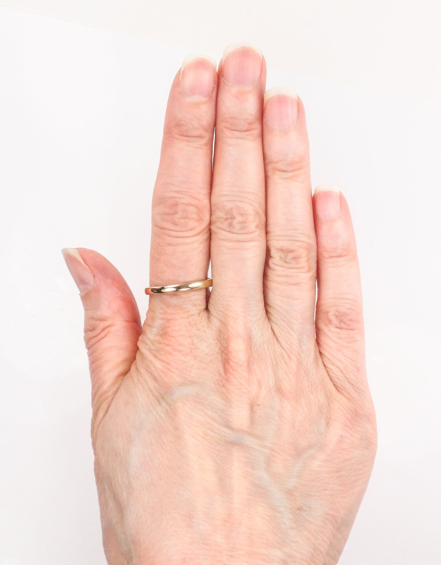 Vintage Thin 14k Yellow Solid Gold Wedding Band 2.4 MM Stacking Ring - Size 8.75