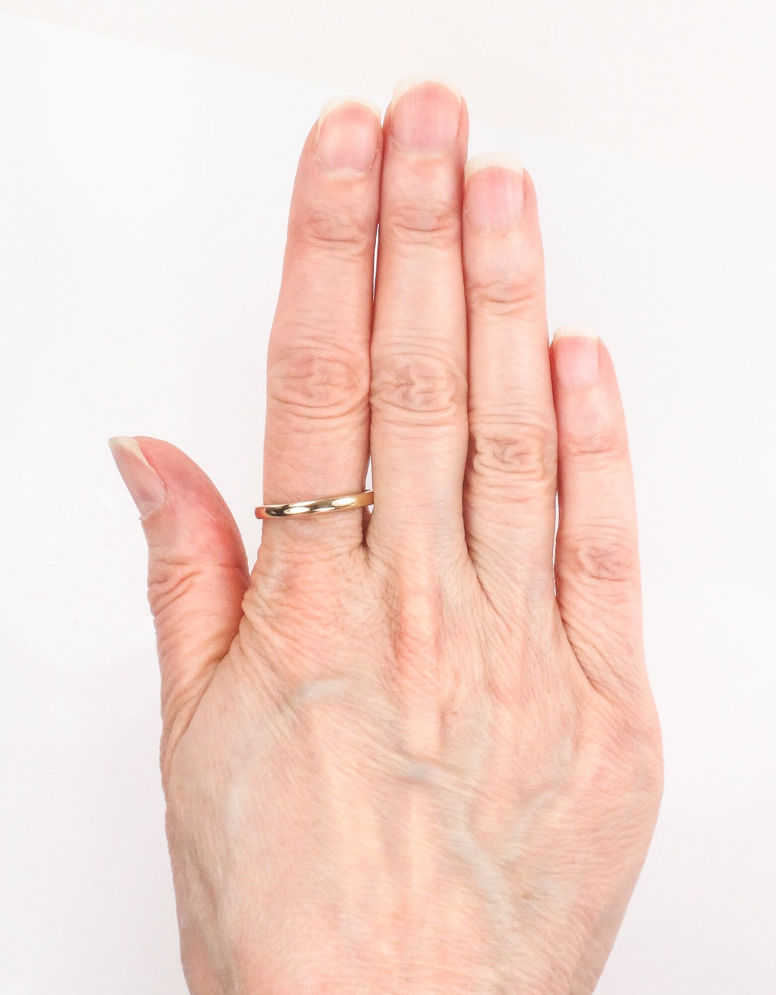 Vintage Thin 14k Yellow Solid Gold Wedding Band 2.4 MM Stacking Ring - Size 8.75